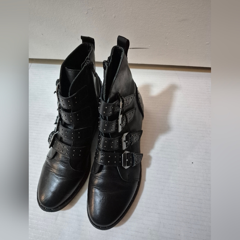 Steve Madden Black Buckle Ankle Boots